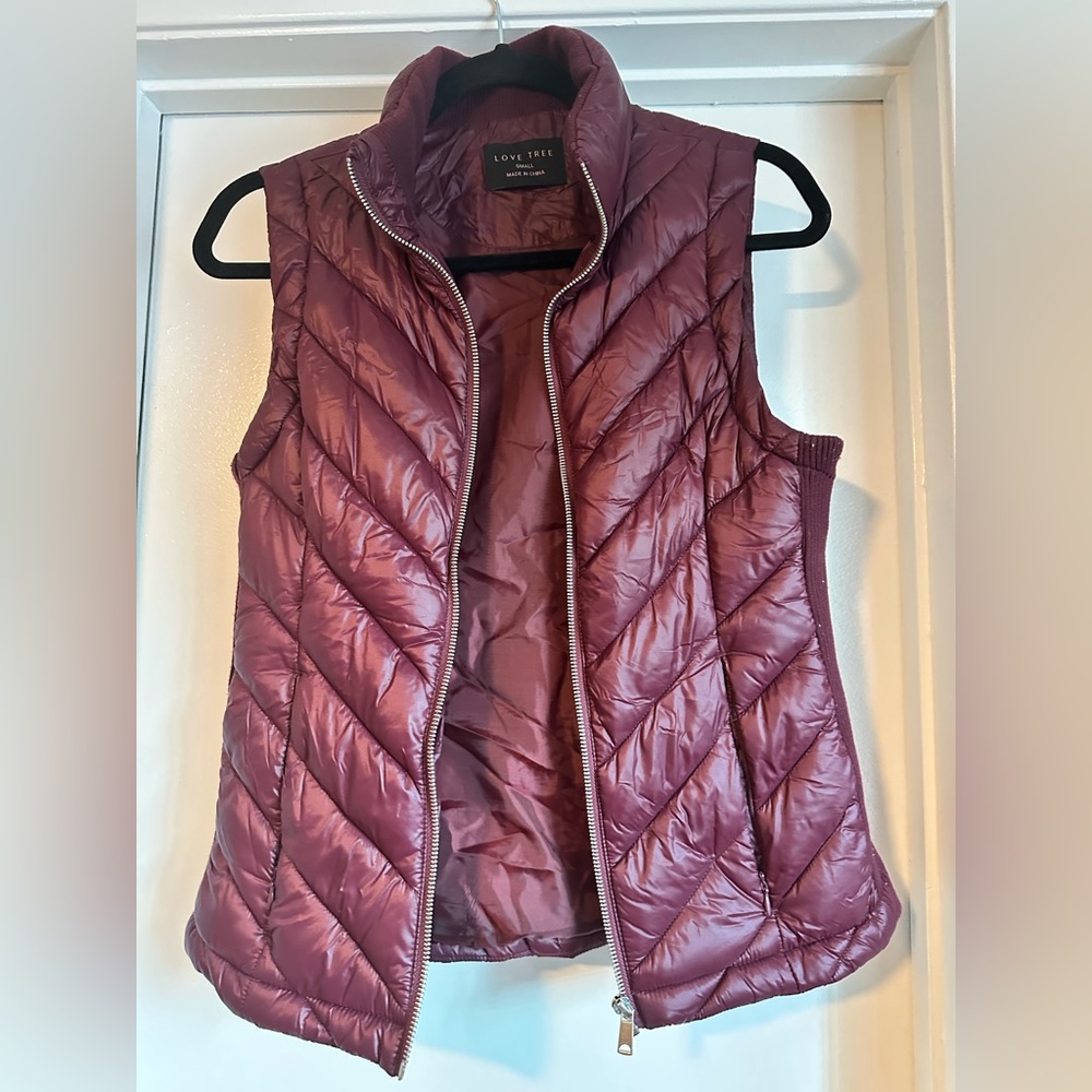 Love Tree Women's Quilted Vest - Rich Burgundy